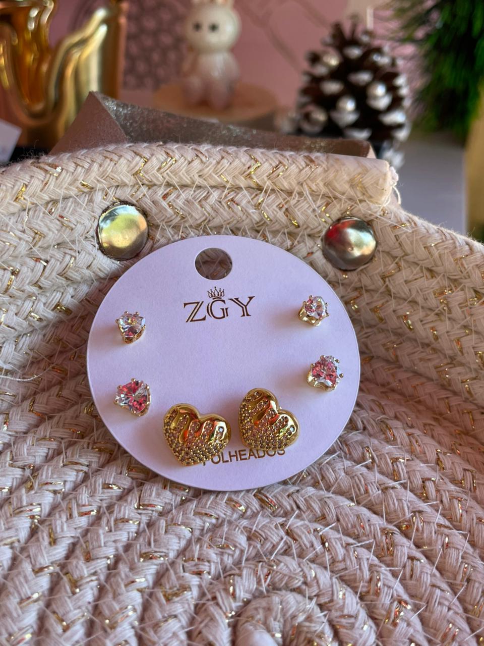 Aros enchapados corazón pack x6